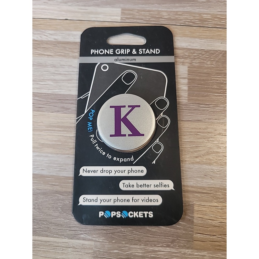 PopSockets PopGrip & Stand Purple Initial K Brand New